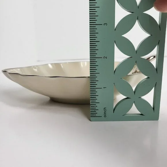 Lenox Candy Trinket Jewelry Dish Leaf With Silver Trim Vintage USA Home Decor - Picture 9 of 16